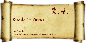 Kozár Anna névjegykártya