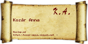 Kozár Anna névjegykártya