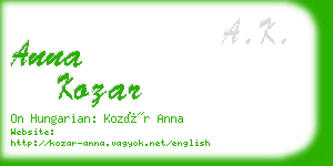 anna kozar business card